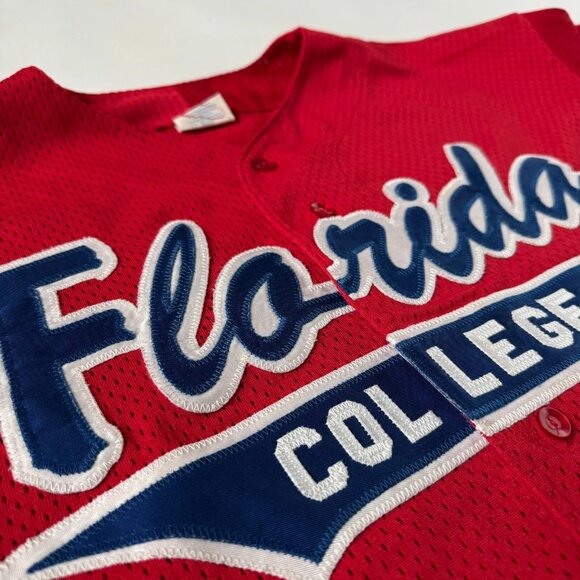 Florida College Mens XL Majestic Vintage Baseball Jersey #33 Red Blue White Mesh - Picture 9 of 12
